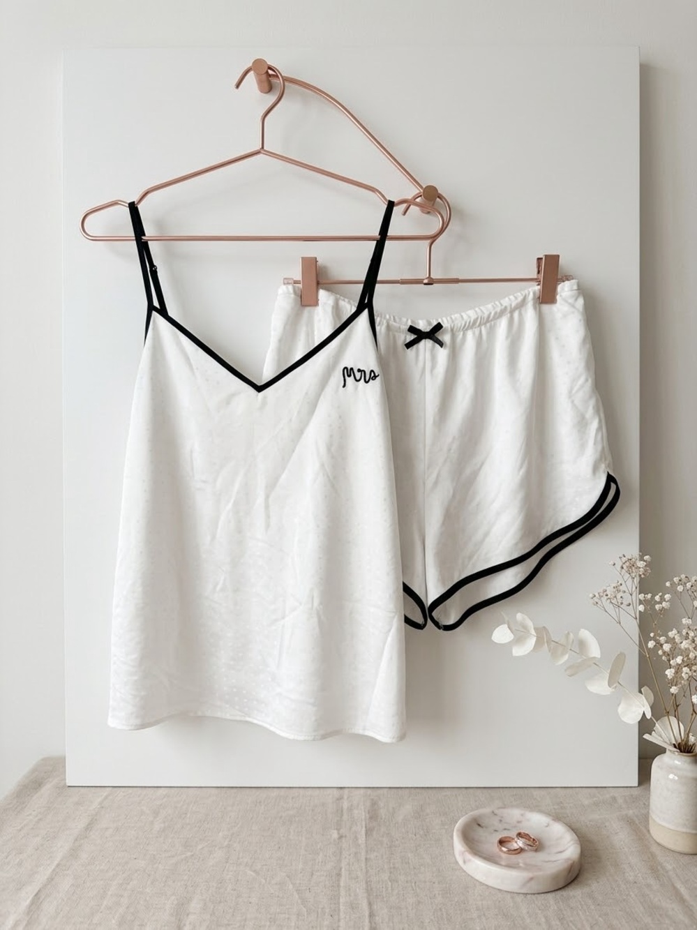 Kate Spade Bridal Satin PJ set with "Mrs" Embroidery